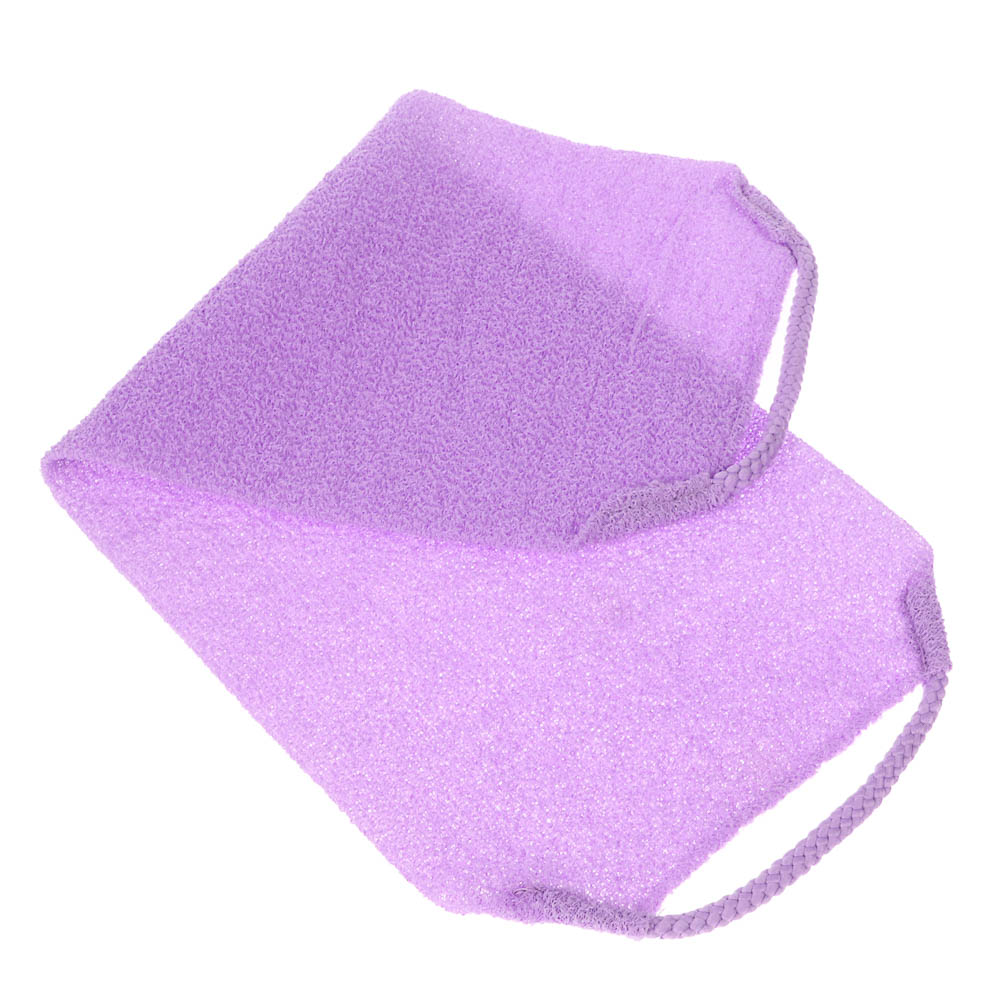 ЮL Мочалка пилинг японская для бани и душа с ручками, жесткая, полиэстер, 45х19см, 4 цвета, МС24-07 - #3