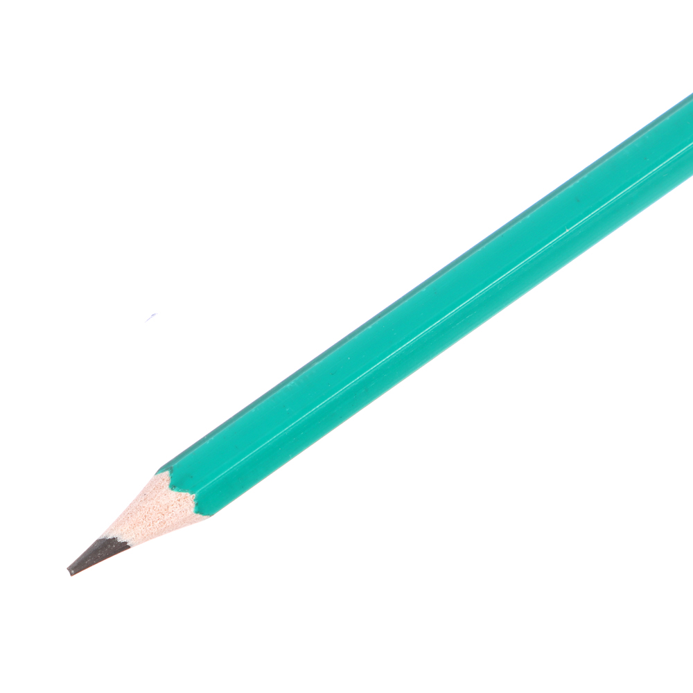 Карандаши чернографитные ClipStudio 6 шт, без ластика, HB, пластик, шестигранный зеленый корпус - #3