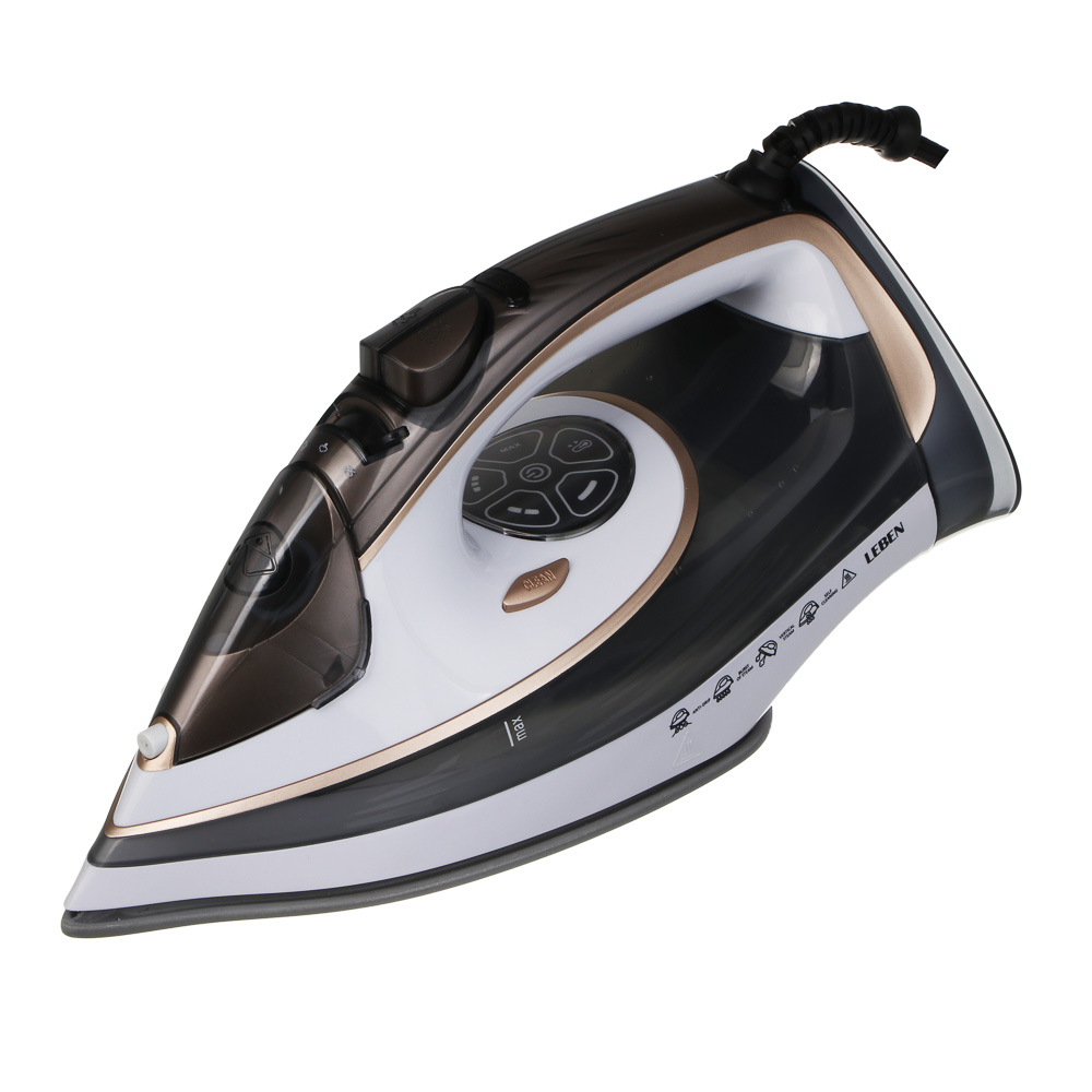 LEBEN Утюг с отпаривателем 3000 Вт, керамика, цифр. дисплей (антинакипь, антикапля, автоотключение) - #6