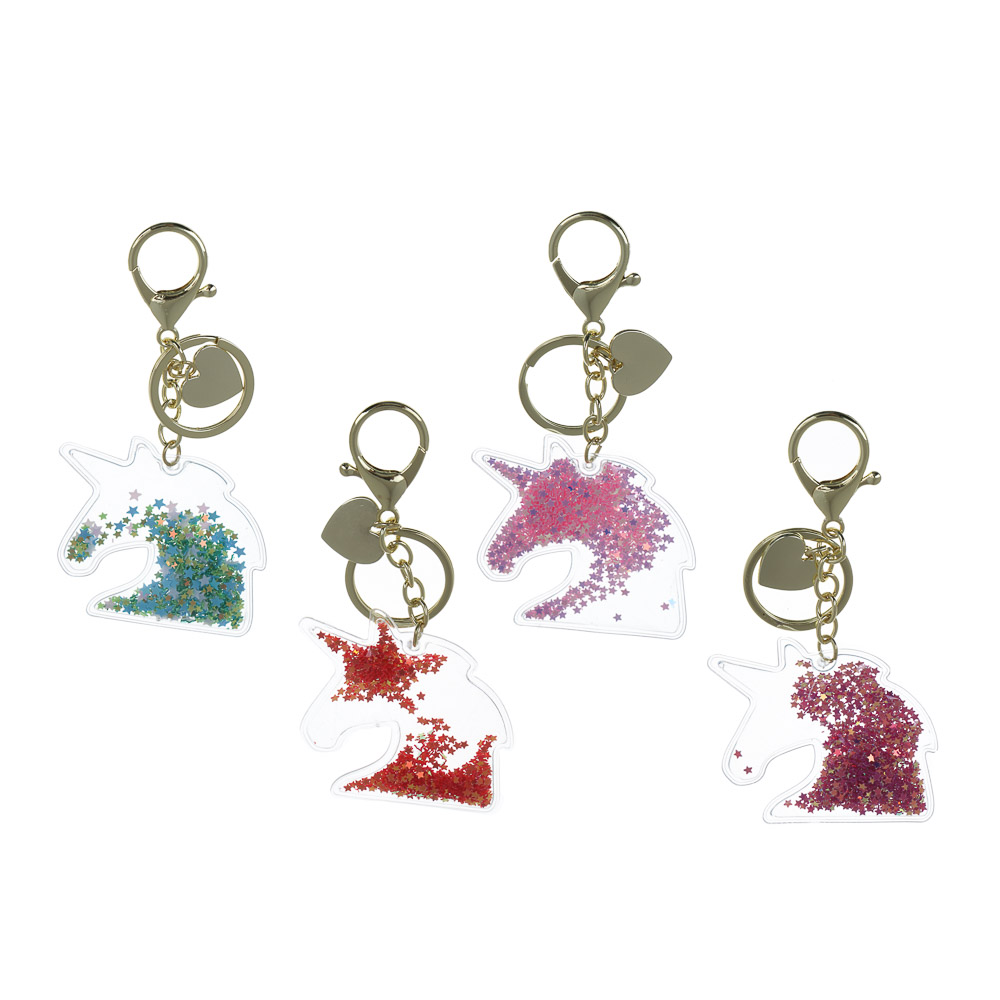 СНОУ БУМ Брелок "Лошадка-Единорог", 6x6см, ПВХ, металл, блестки, 4 дизайна - #1