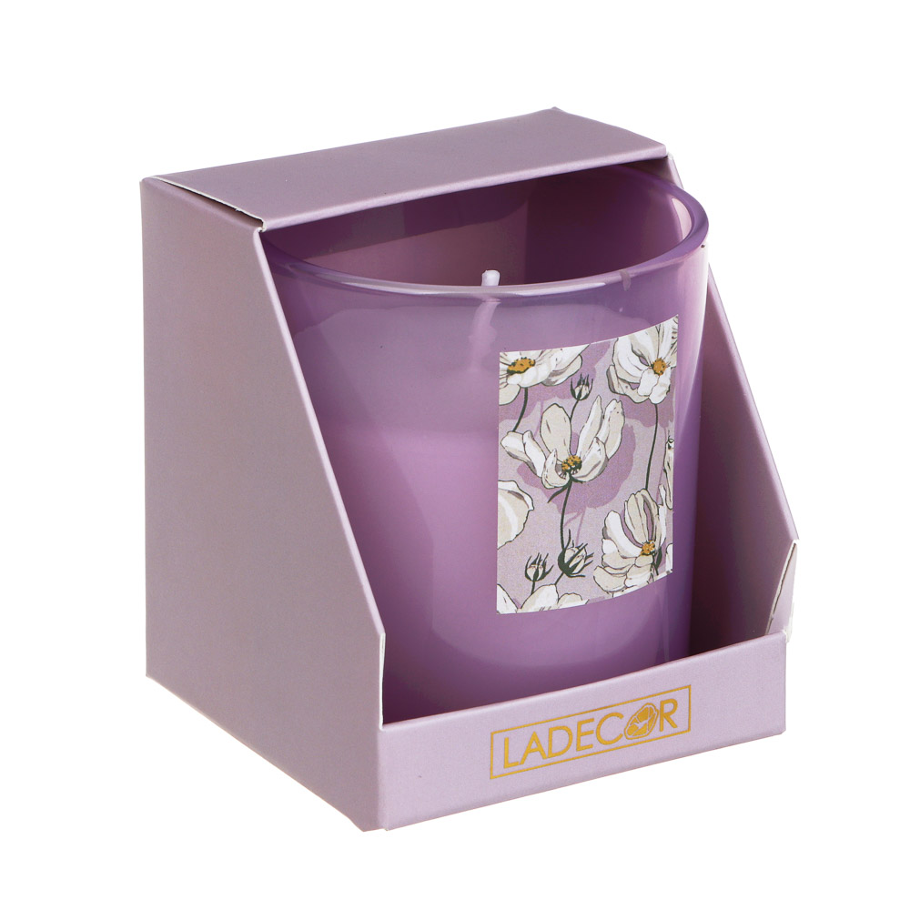 LADECOR Свеча ароматическая в стеклянном корпусе, 130 г, 7х7х8 см, 3 аромата, арт К1 - #7