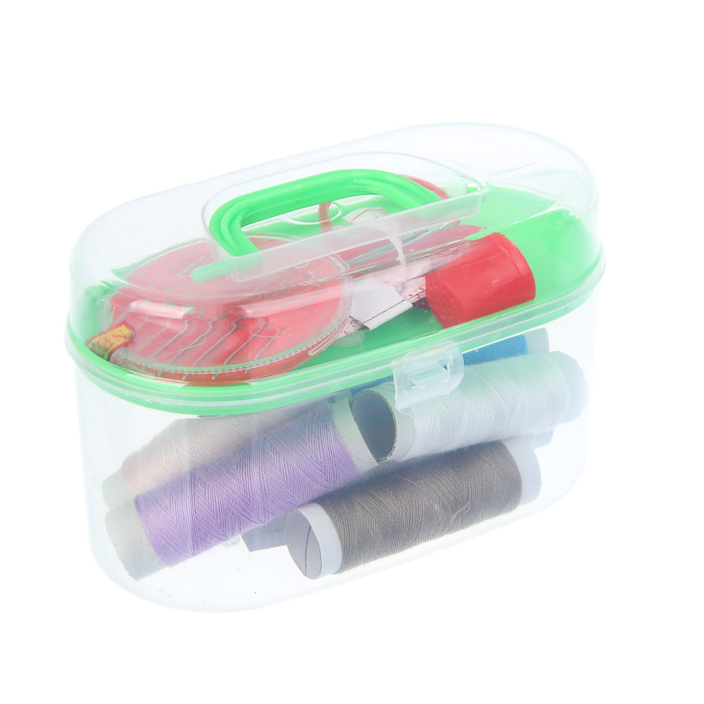 Набор швейных принадлежностей 15 пр. в пластик боксе (нитки, иголки, ножницы, сантиметр и т.д.) - #13