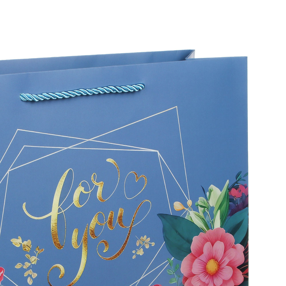 Пакет подарочный бумажный тм LADECOR L 32x26x10 см, "Цветы" арт 1, 4 дизайна - #3