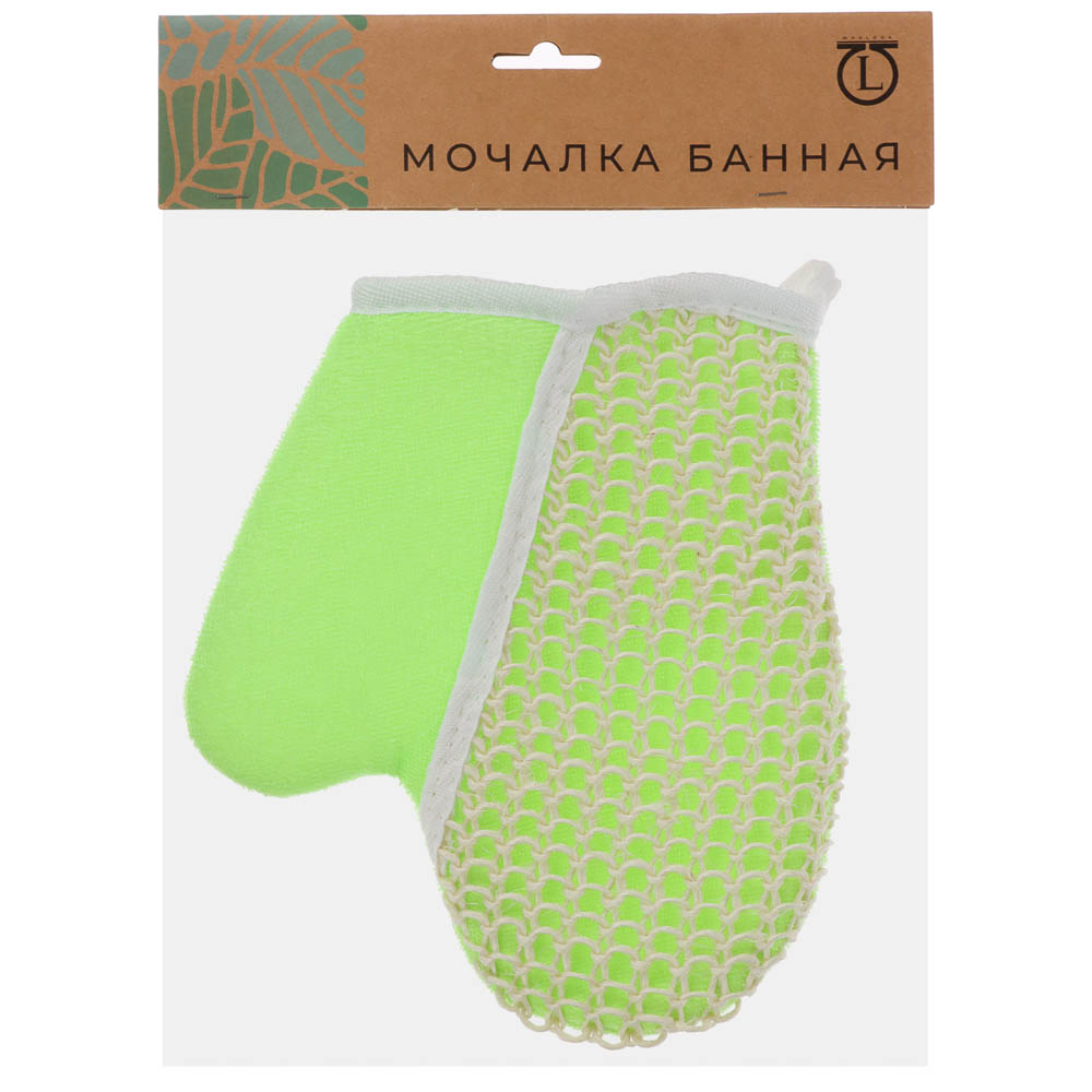 ЮL Мочалка варежка банная, сизаль, полиэстер, поролон, 21,5х18см, 3 цвета, МЭ24-02 - #11