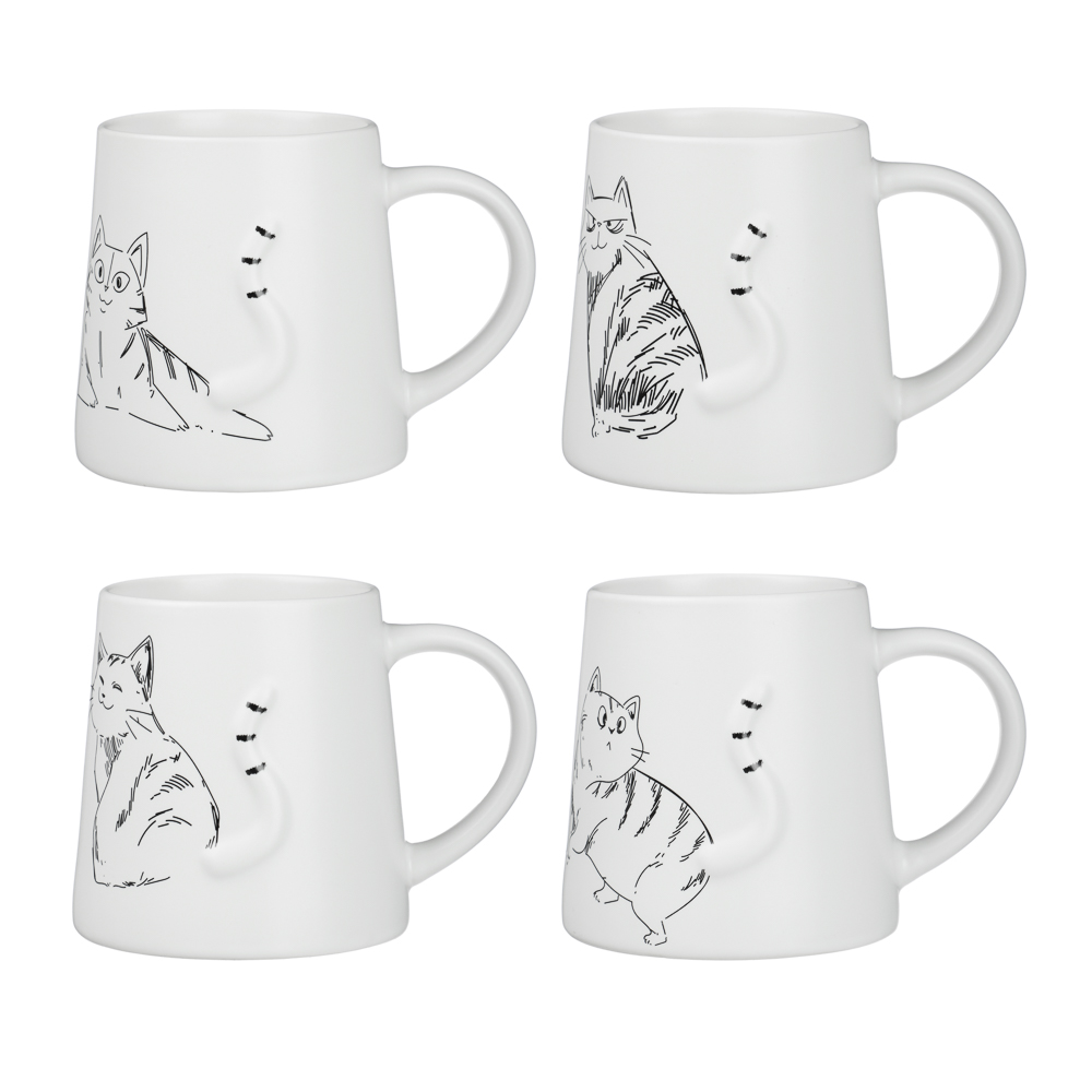 Кружка Коты тм MILLIMI, 410мл, 4 дизайна, фарфор - #1