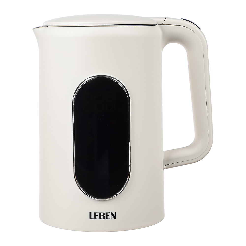 LEBEN Чайник электрический 1,7л двойные стенки пластик/нерж сталь, поддерж.температуры, оливк.и беж. - #25