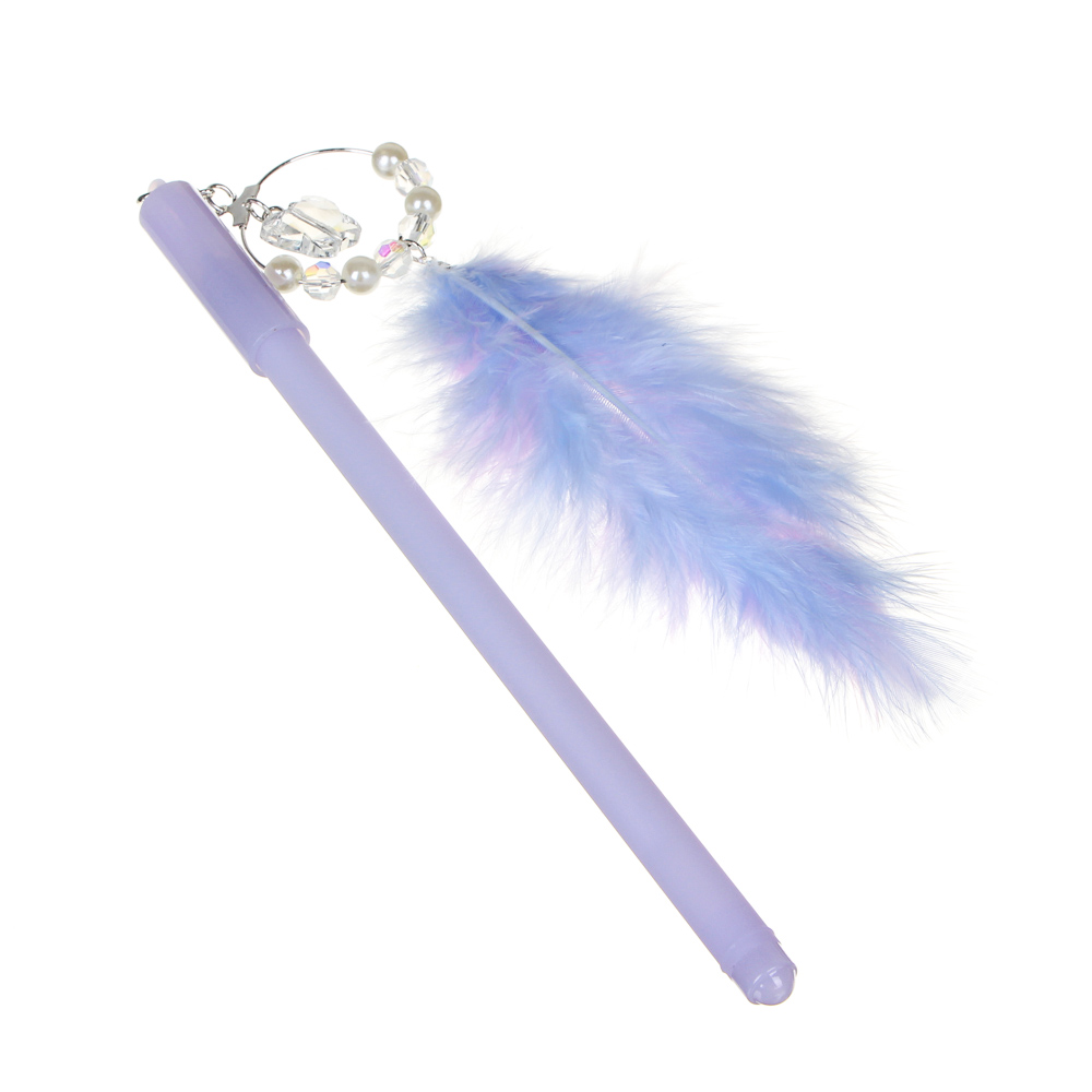 Ручка гелевая синяя с подвеской - брелоком в форме ловца снов с пером и бабочкой, 0,5мм, пл., 3 цв. - #2