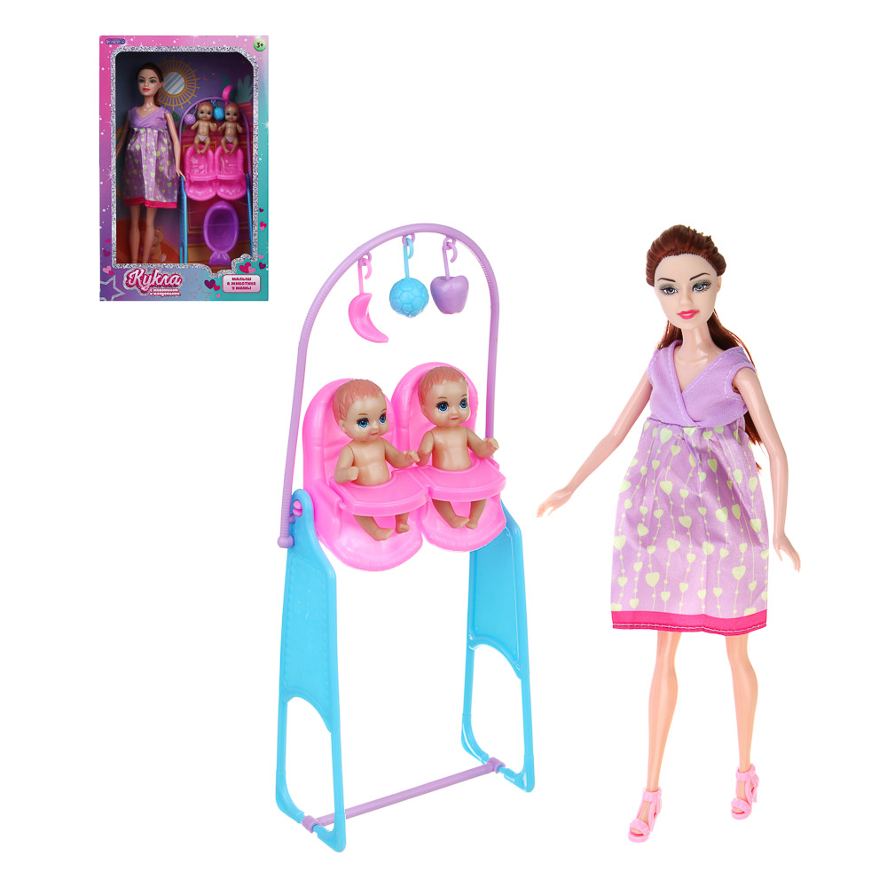 ИГРОЛЕНД Кукла с животиком и младенцами, 28 см, с акс., PVC, ABS, полиэстер, 21х7х33 см - #1