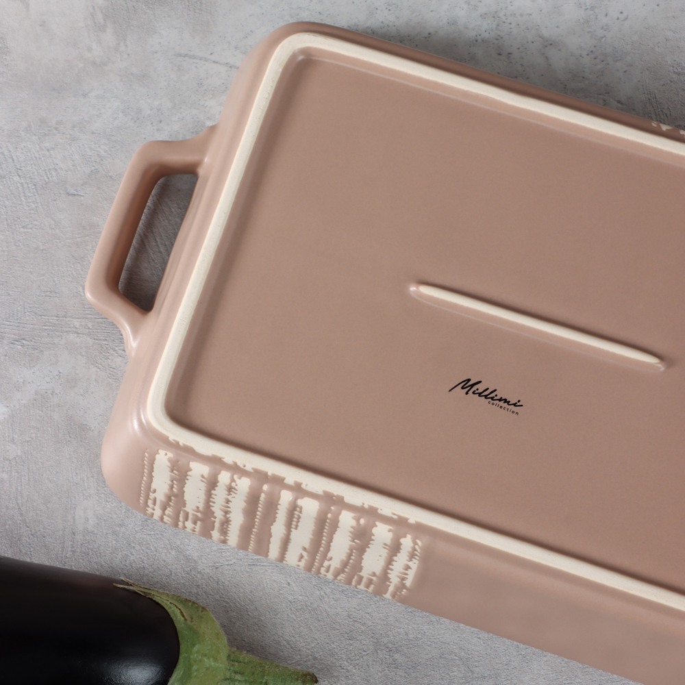 MILLIMI Форма для запекания и сервировки прямоугол.с ручками, керамика, 31х19х5,5см, 1,4л, бежевая - #16