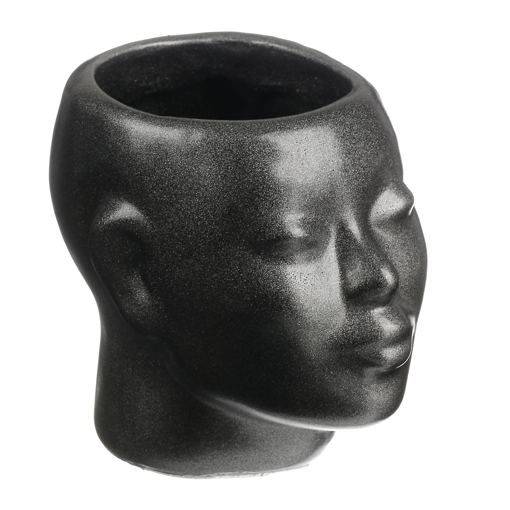 Кашпо цветочное Нефертити, 16x19см, гипс, мокрый асфальт - #1