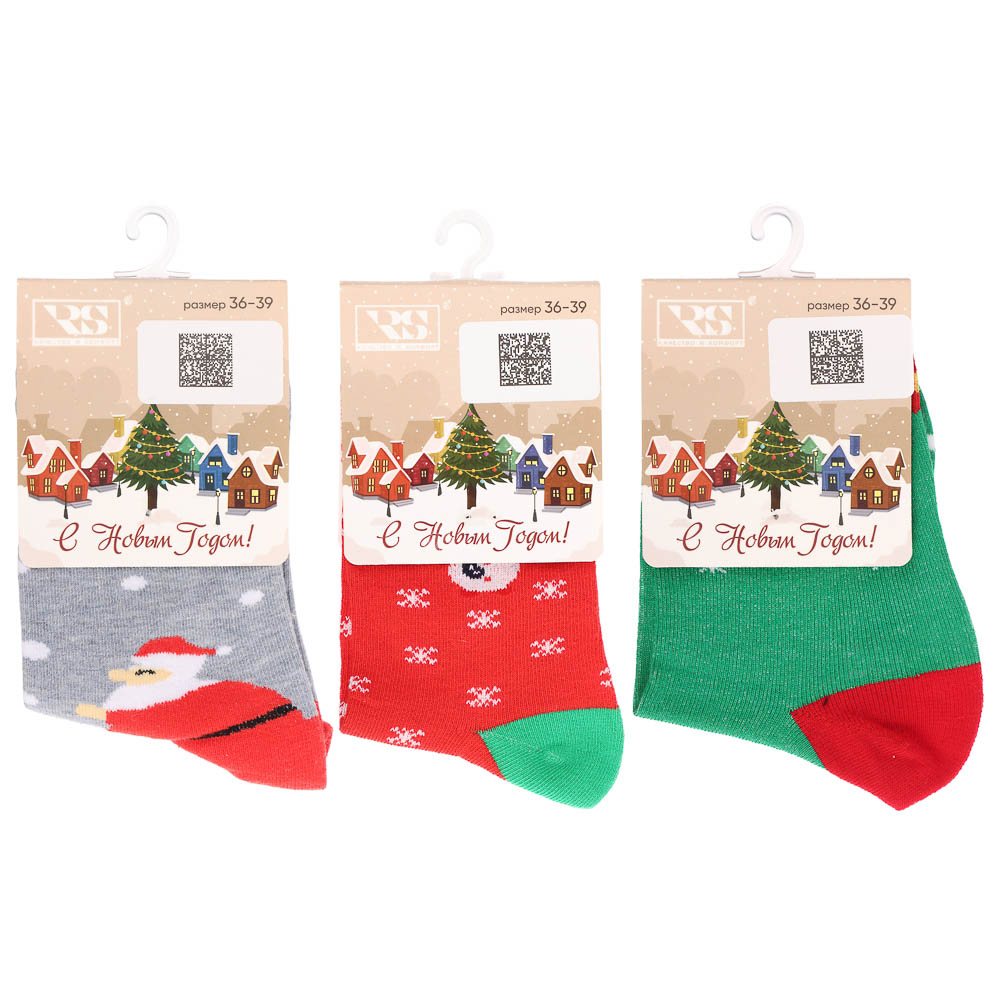 Носки женские с новогодней тематикой, 78% хлопок, 20% спандекс, 2% латекс, р. 36-39 - #7