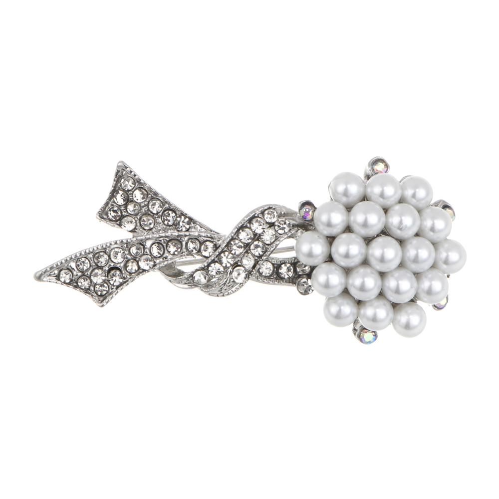 Брошь полумесяц, цветок, сплав, БЖ25-27 - #3