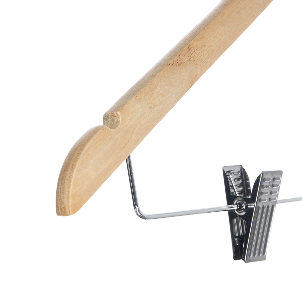 Вешалка для одежды тм VETTA, 45см деревянная с зажимами, хром, цвет светлое дерево - #4