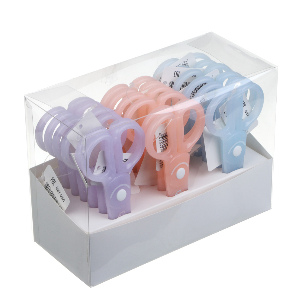 Ножницы, 125 мм, с безопасными пластиковыми лезвиями, пастель 3 цвета, шоу-бокс - #6