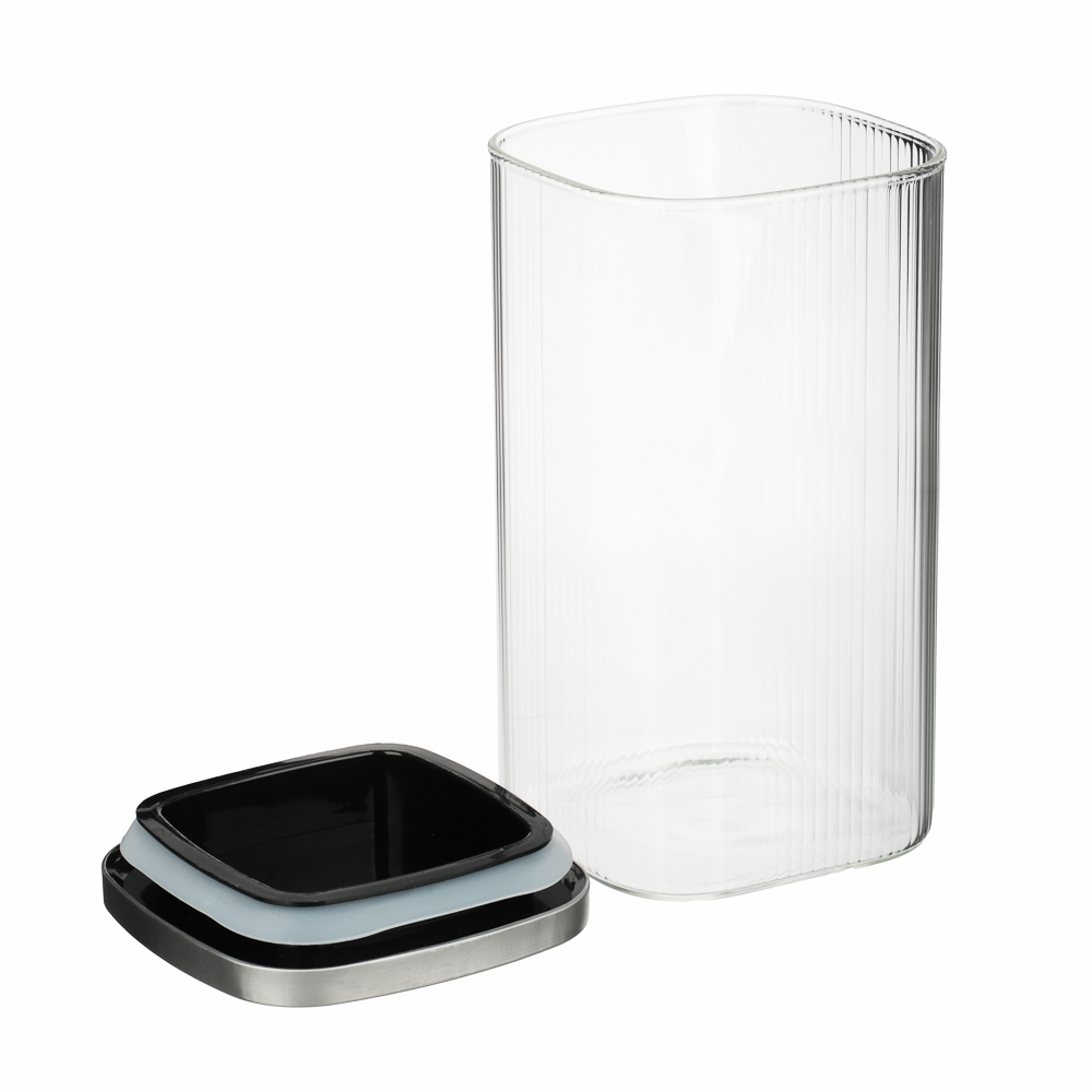 VETTA Рельеф Банка для хранения с металлической крышкой 1400мл, 18х10см, стекло - #5