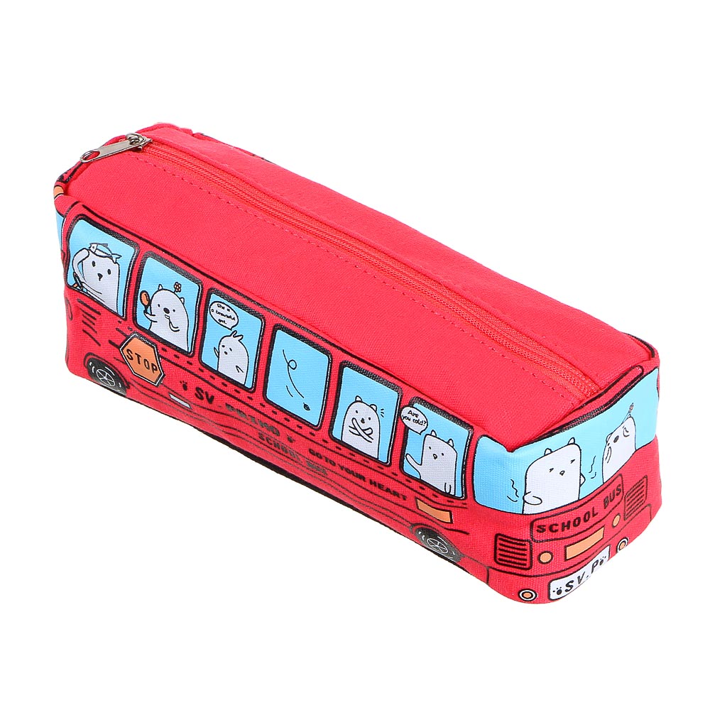 Пенал фигурный в форме автобуса, 18,5х7х6см, фетр с печатью, 4 цвета - #4