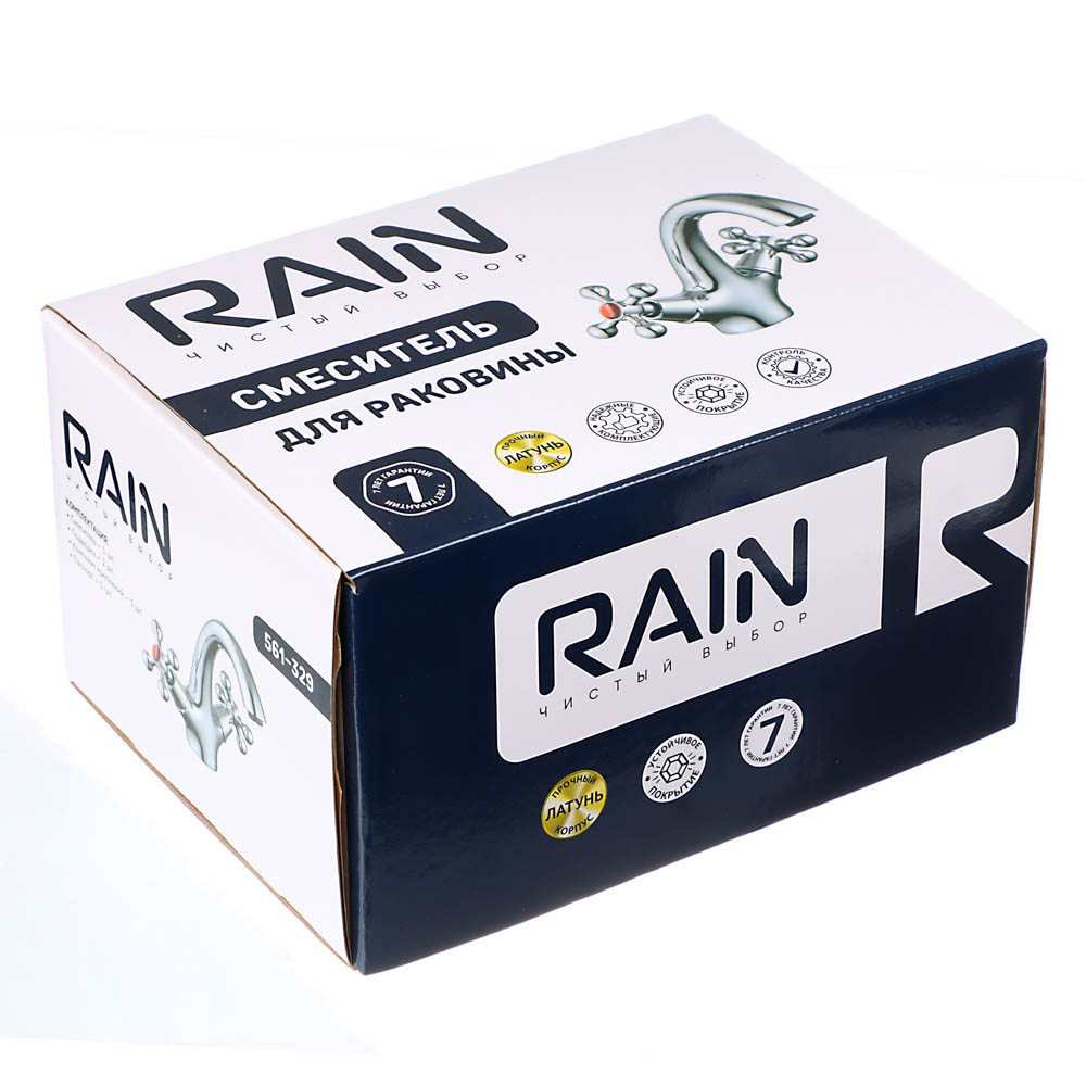 RAIN Смеситель для раковины Нефрит, керам. кран-буксы 1/2, латунь, хром - #6