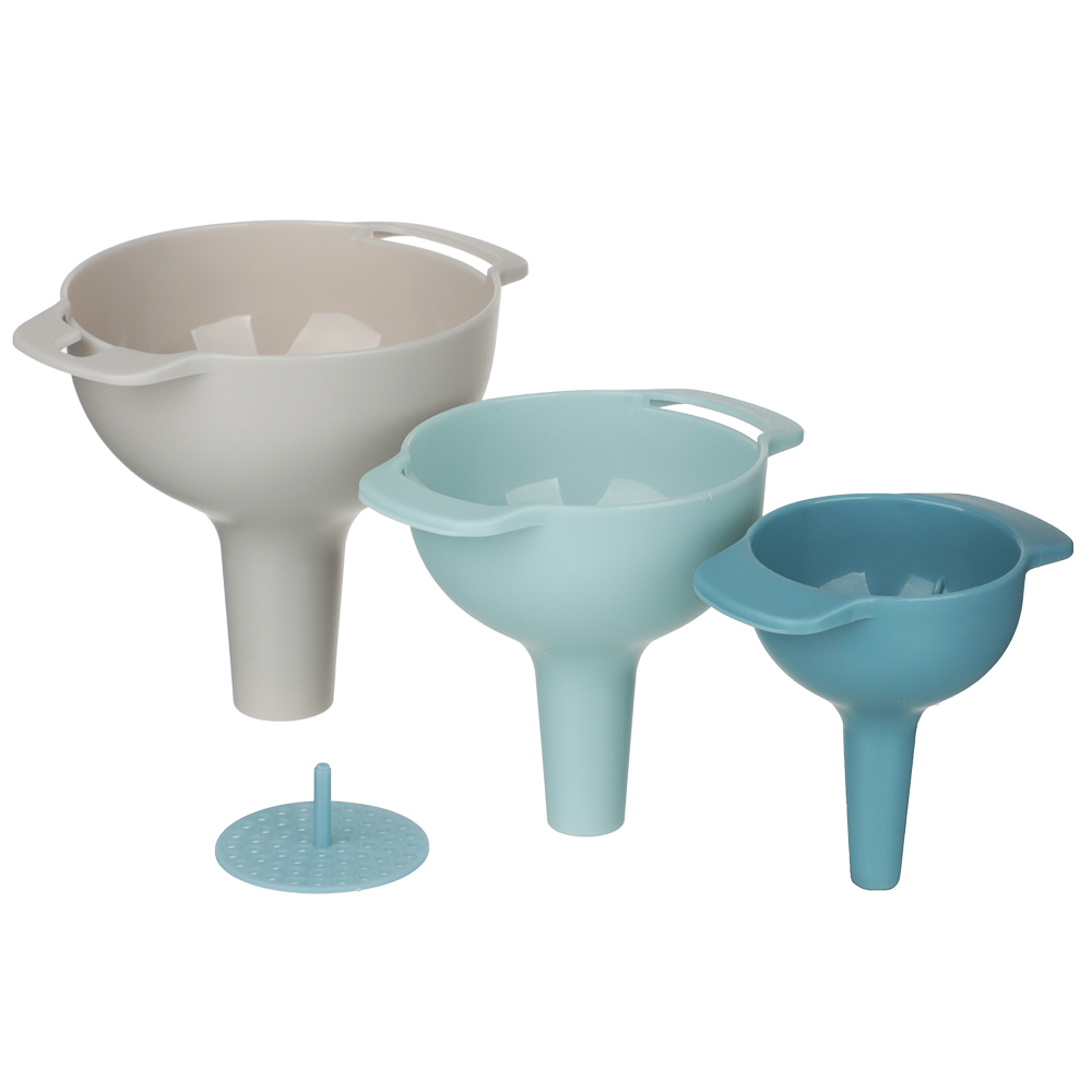 Набор воронок с фильтром, 4 пр. (воронка 8,5x8см/10x9см/12,5x10см, фильтр 4,5см) РР - #1