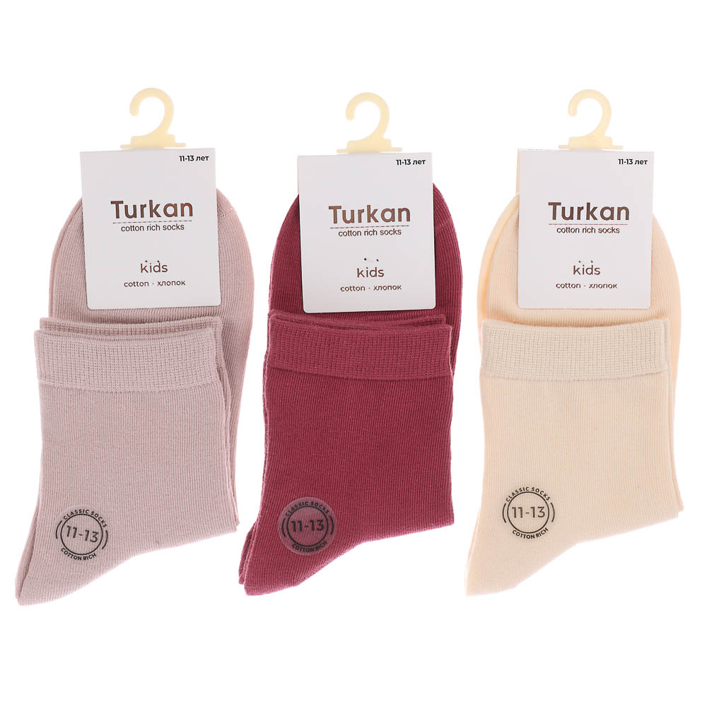 Носки детские, бесшовные, тм Turkan, 11-13 лет, 90%хлопок, 8% п/а, 2%лайкра,цвета в ас-те, R0626 - #7