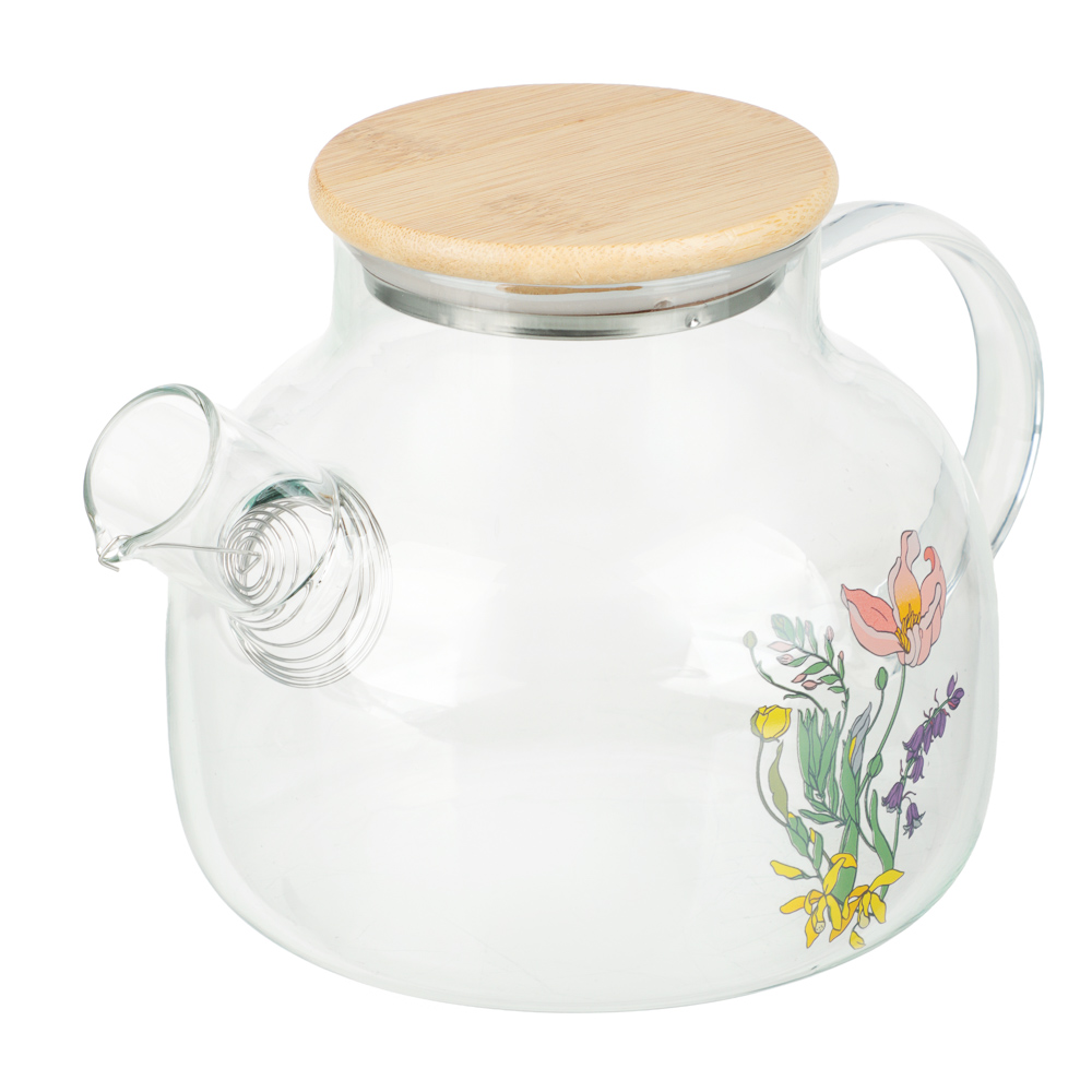 Чайник заварочный с металлическим фильтром тм SATOSHI Ботаника 1000мл, стекло - #2