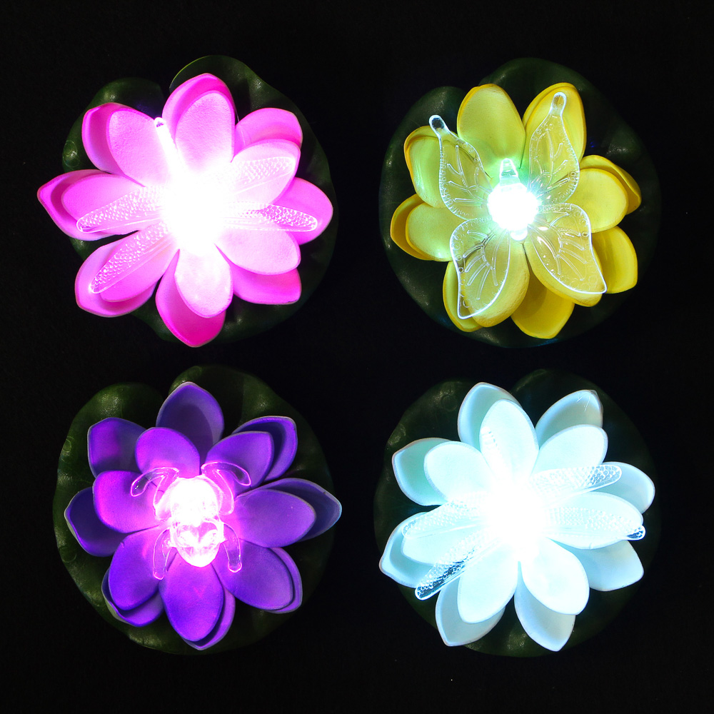 INBLOOM Цветок декоративный со световой фигуркой "Пруд" 10см, пенопласт, пластик, CR2032, 4 цвета - #1