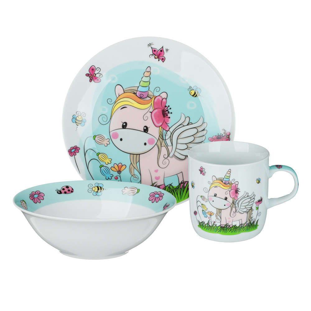 Набор посуды 3пр, тм MILLIMI Единорог, фарфор - #1