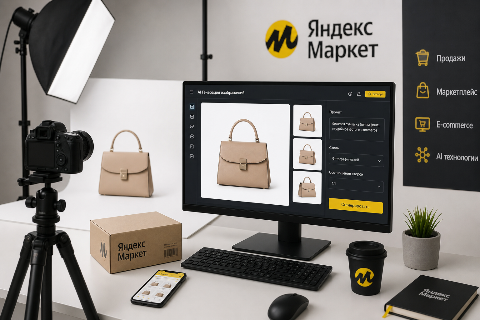 Создание качественных фото для Яндекс Маркет с использованием AI-генерации.