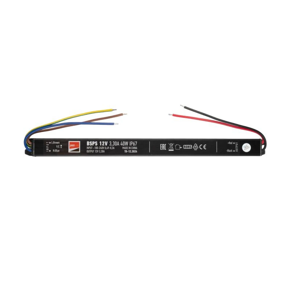 Блок питания для светодиодной ленты 40Вт 3.3А 12В IP67 BSPS влагозащ. метал. JazzWay 3329266A