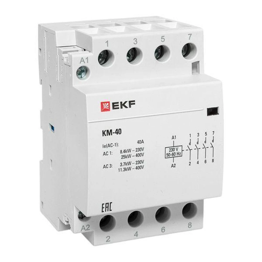 Контактор модульный КМ 40А 4NО (3 мод.) EKF km-3-40-40