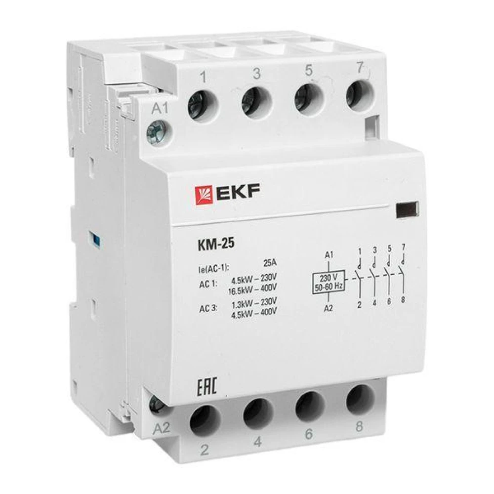 Контактор модульный КМ 25А 4NО (3 мод.) EKF km-3-25-40