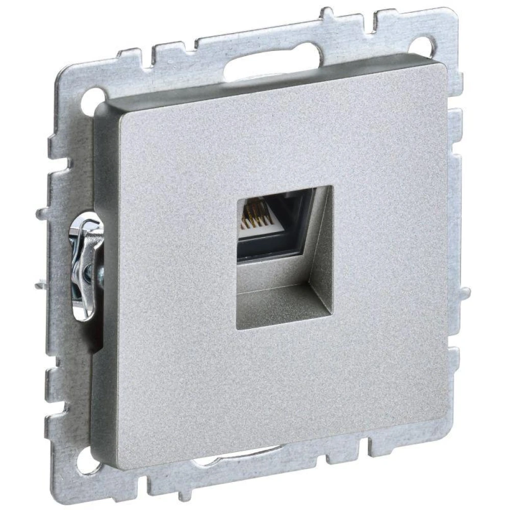 Розетка компьютерная СП RJ45 кат.5E BRITE РК10-БрА механизм алюм. IEK BR-K10-1-K47