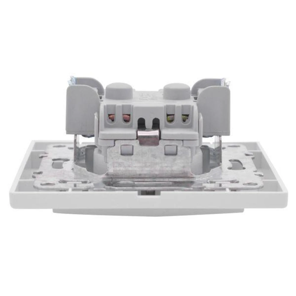 Розетка 1-м СП Минск 16А IP20 с заземл. защ. шторки бел. Basic EKF ERR16-028-100