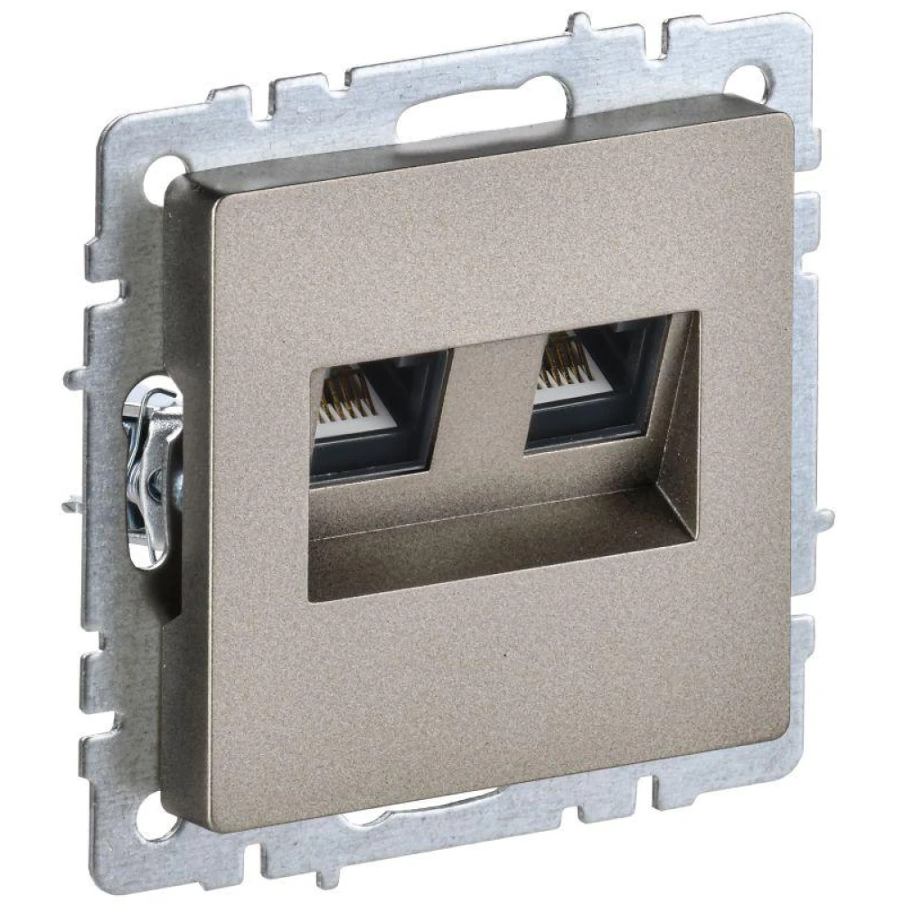 Розетка компьютерная двойн. СП RJ45 кат.5E BRITE РК10-2-БрШ механизм шампань IEK BR-K20-1-K37