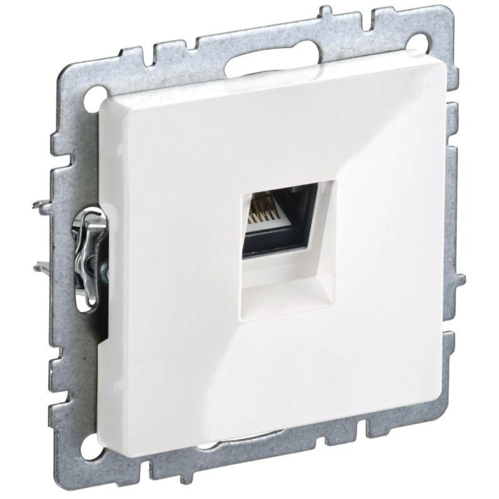 Розетка компьютерная СП RJ45 кат.6 BRITE РК11-БрБ механизм бел. IEK BR-K10-2-K01