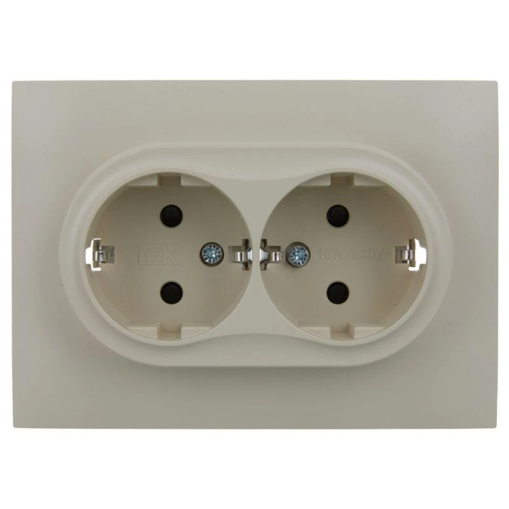 Розетка 2-м SKANDY 16А с заземл. защ. шторки в сборе SK-R07B беж. IEK SK-R24-16-K10-F