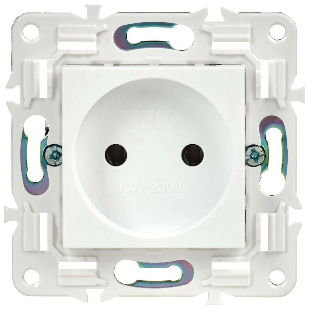 Розетка SKANDY 10А без заземл. без защ. шторок SK-R02W арктич. бел. IEK SK-R10-10-K01