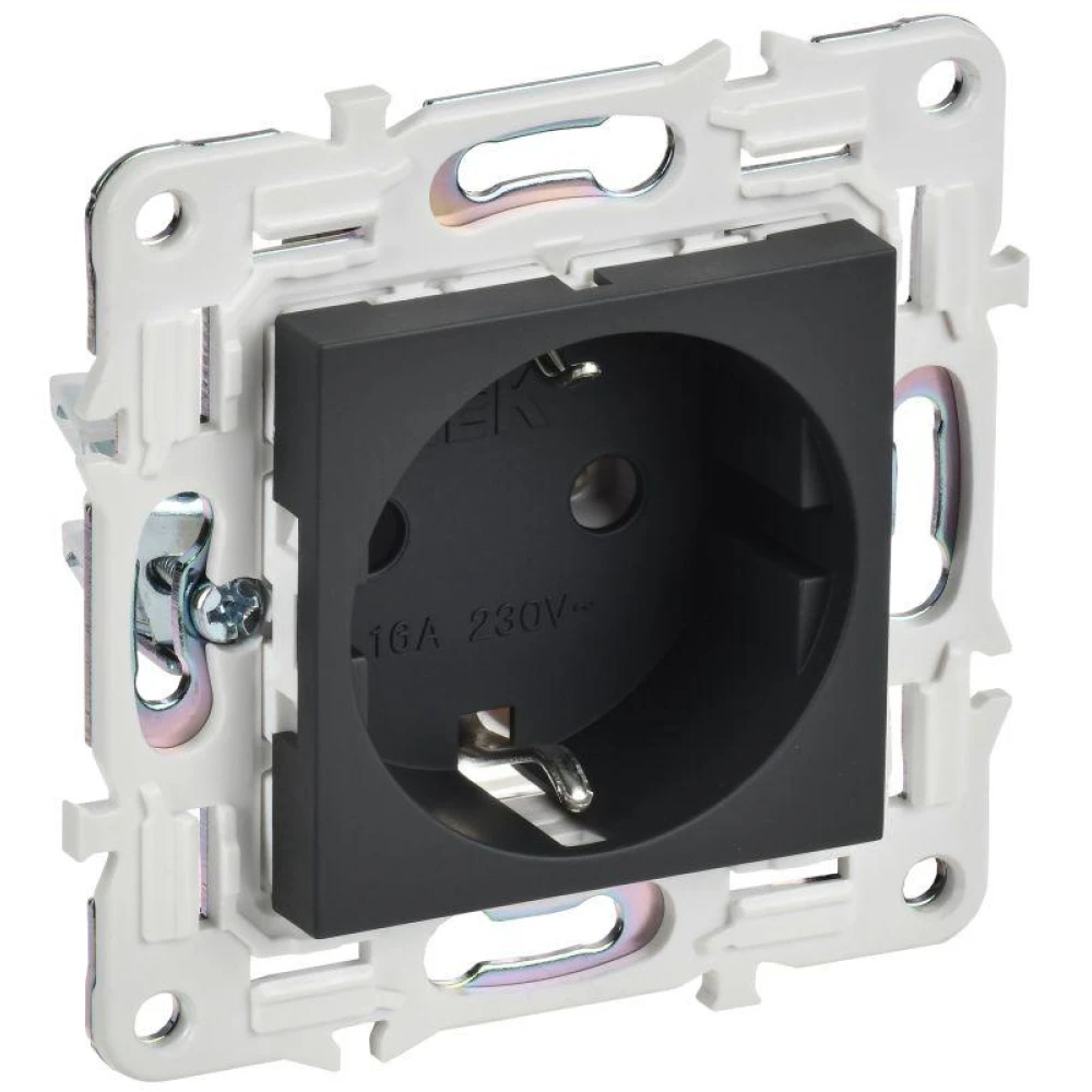 Розетка SKANDY 16А с заземл. без защ. шторок SK-R05G графит IEK SK-R11-16-K53