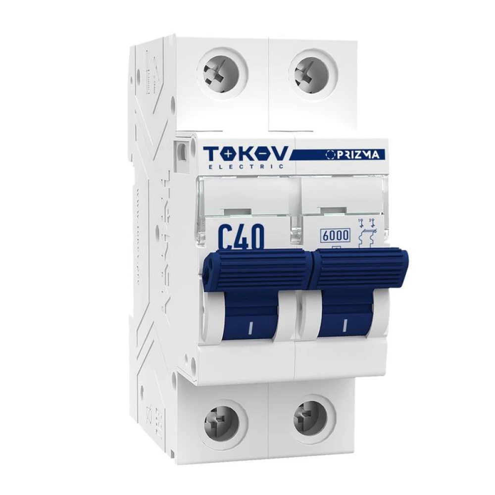 Выключатель автоматический модульный 2п C 40А 6кА PRIZMA TOKOV Electric TKE-PZ60-MCBI-2-40-C