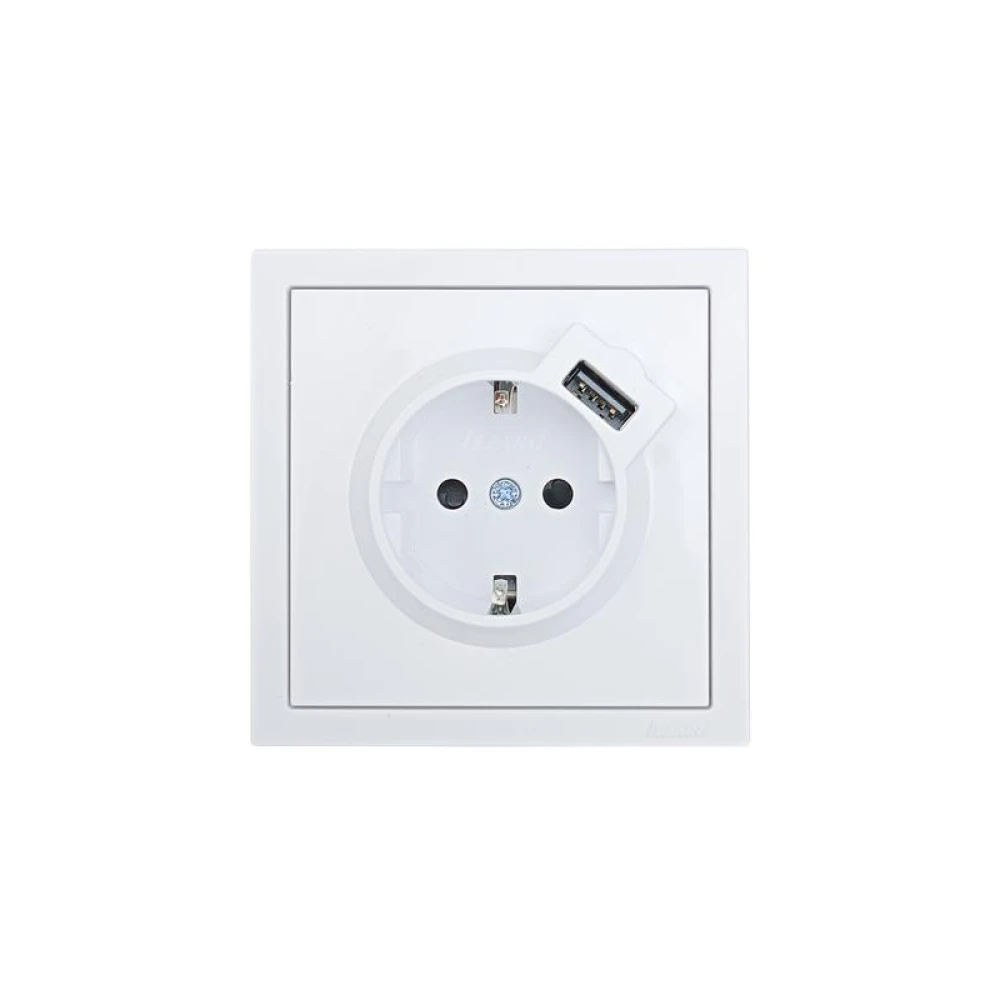 Розетка 1-мест. с/з+USB разъем ZIMA IP20 бел. LEZARD 704-0288-181