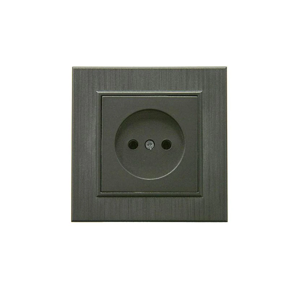 Розетка 1-м Karea LINE STAR без заземл. дым. металлик Makel 86050022