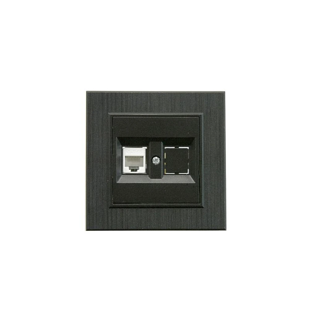 Розетка компьютерная CAT 5+гнездо Karea LINE STAR чер. Makel 86054035