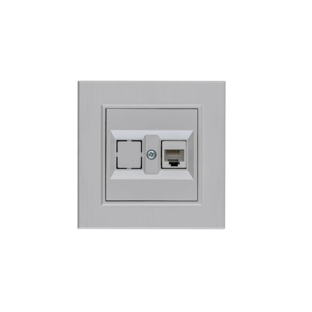 Розетка компьютерная CAT 5+гнездо Karea LINE STAR жемчуж. Makel 86100035