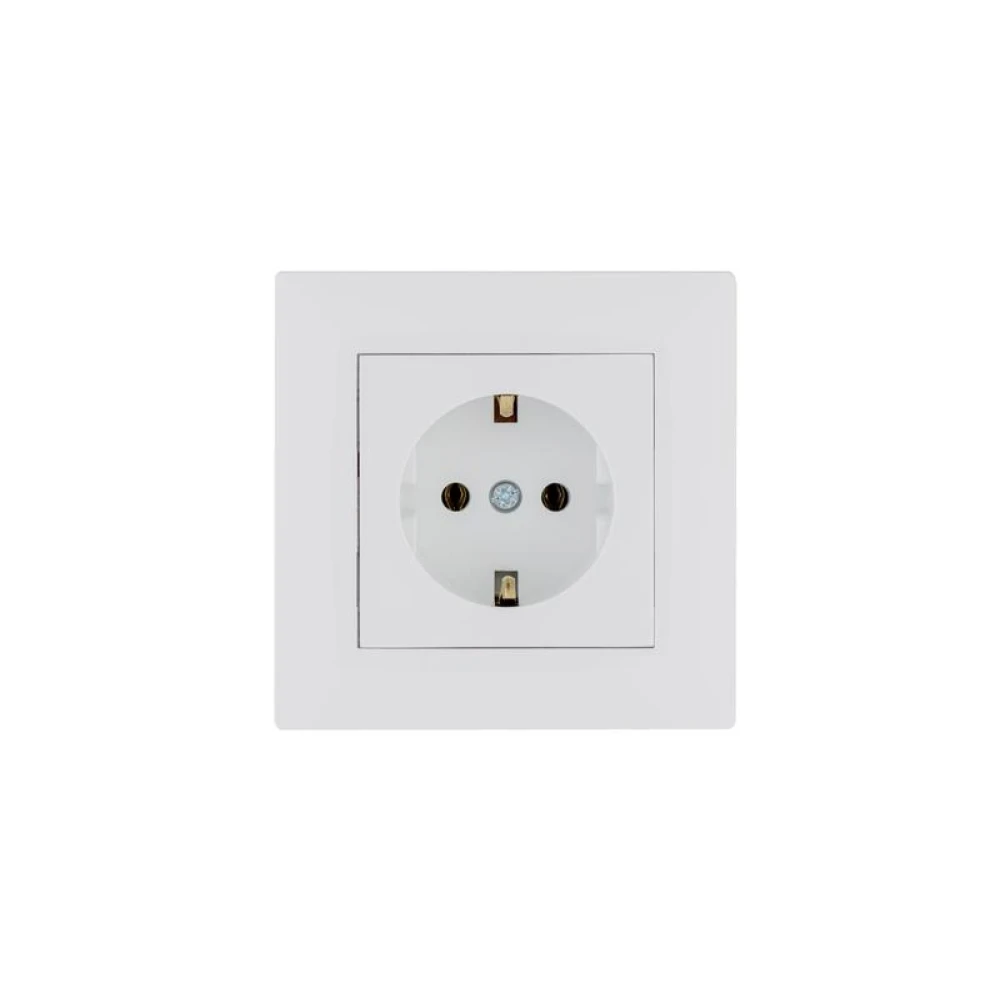 Розетка 1-м керамика Karea RIZZ с заземл. бел. Makel 88001008
