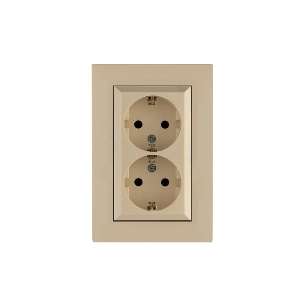 Розетка 2-я Karea RIZZ с заземл. крем Makel 88010082