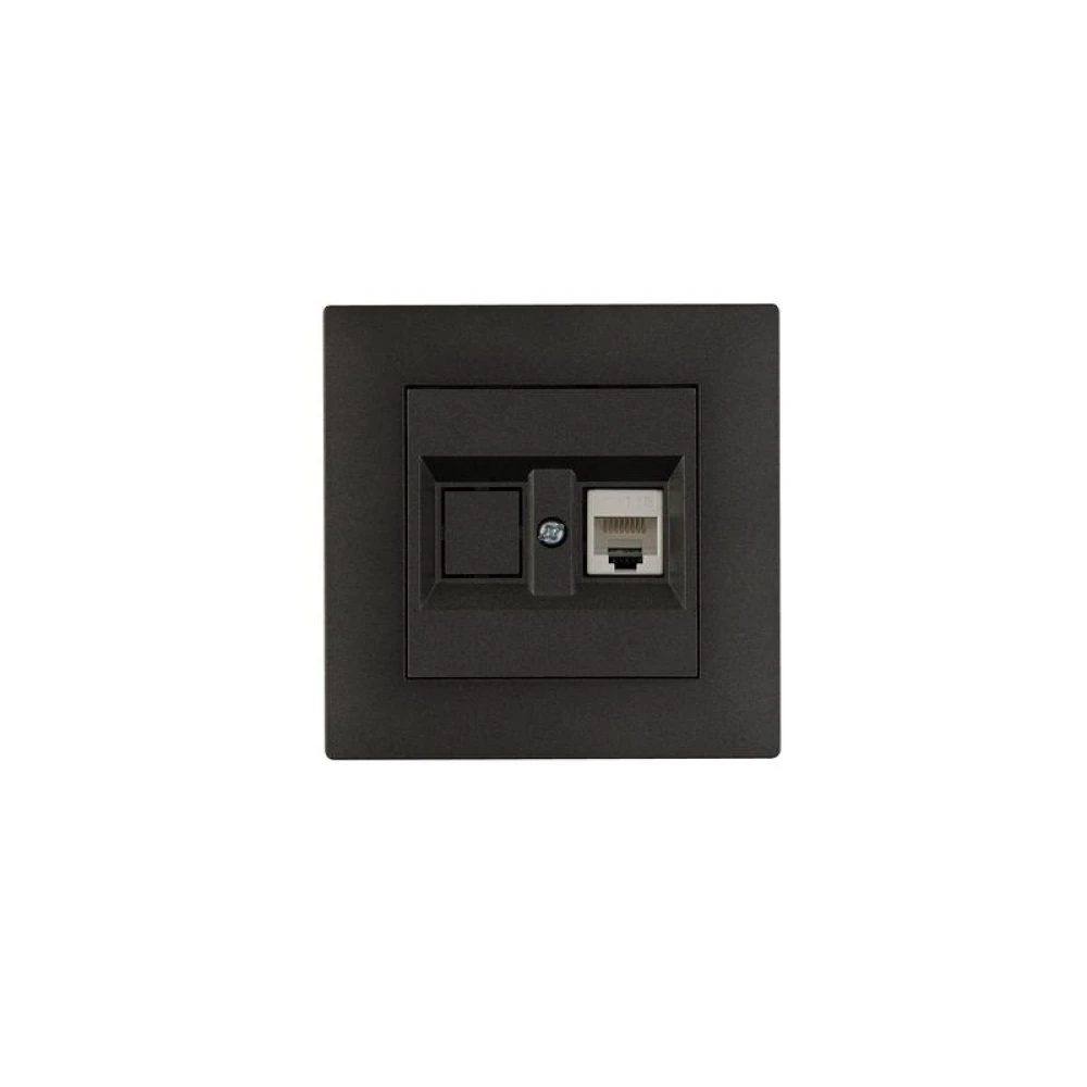 Розетка компьютерная CAT 5+гнездо Karea RIZZ STAR дым. металлик Makel 88050035