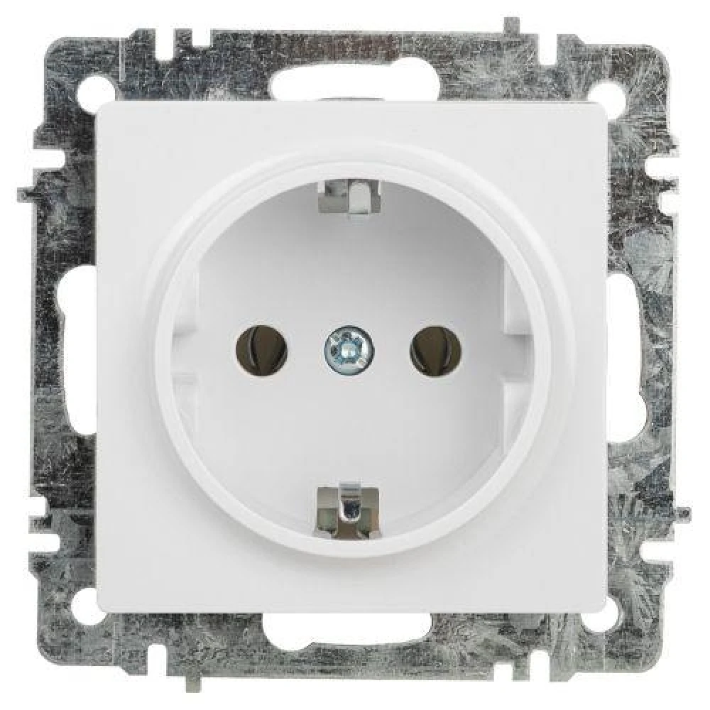 Розетка 1-м СП Accent 6-202-01 16А IP20 250В 2P+E Schuko AL/CU бел. Intro Б0063678