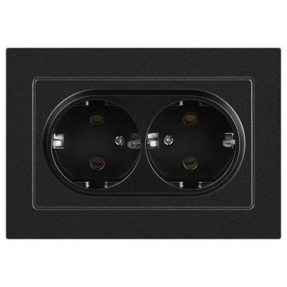 Розетка 2-м СП Accent 6-205-05 16А IP20 250В 2P+E Schuko AL/CU антрацит Intro Б0063494