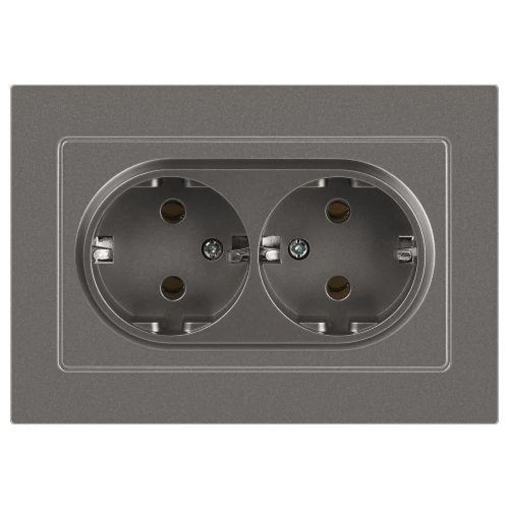 Розетка 2-м СП Accent 6-205-09 16А IP20 250В 2P+E Schuko AL/CU титан Intro Б0063500