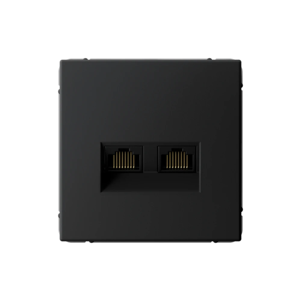 Розетка компьютерная 2-м ArtGallery RJ45 + RJ45 кат.5E механизм карбон SE GAL001085