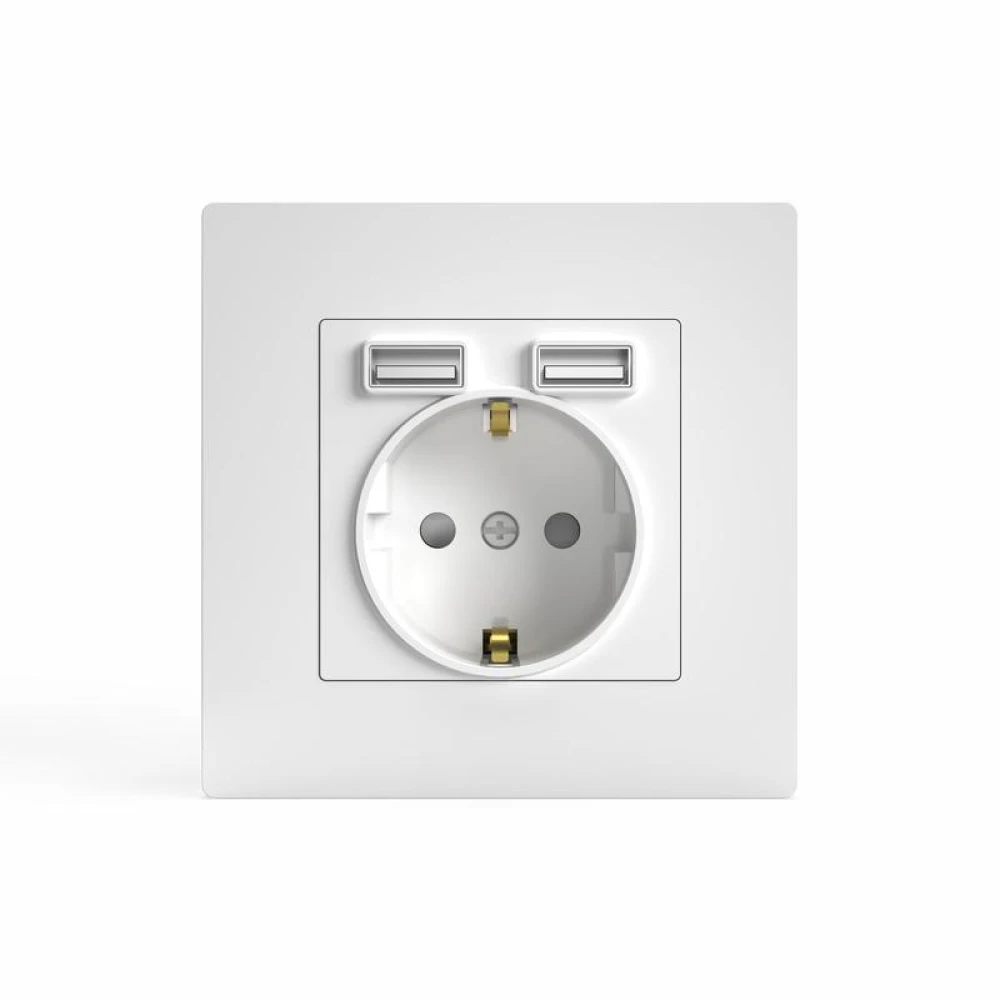 Розетка 1-м СП Pixel IP20 с заземл. с 2-мя заряд. устр. USB тип A+C механизм бел. TOKOV ELECTRIC TKE-PX-R1U2AC-C01